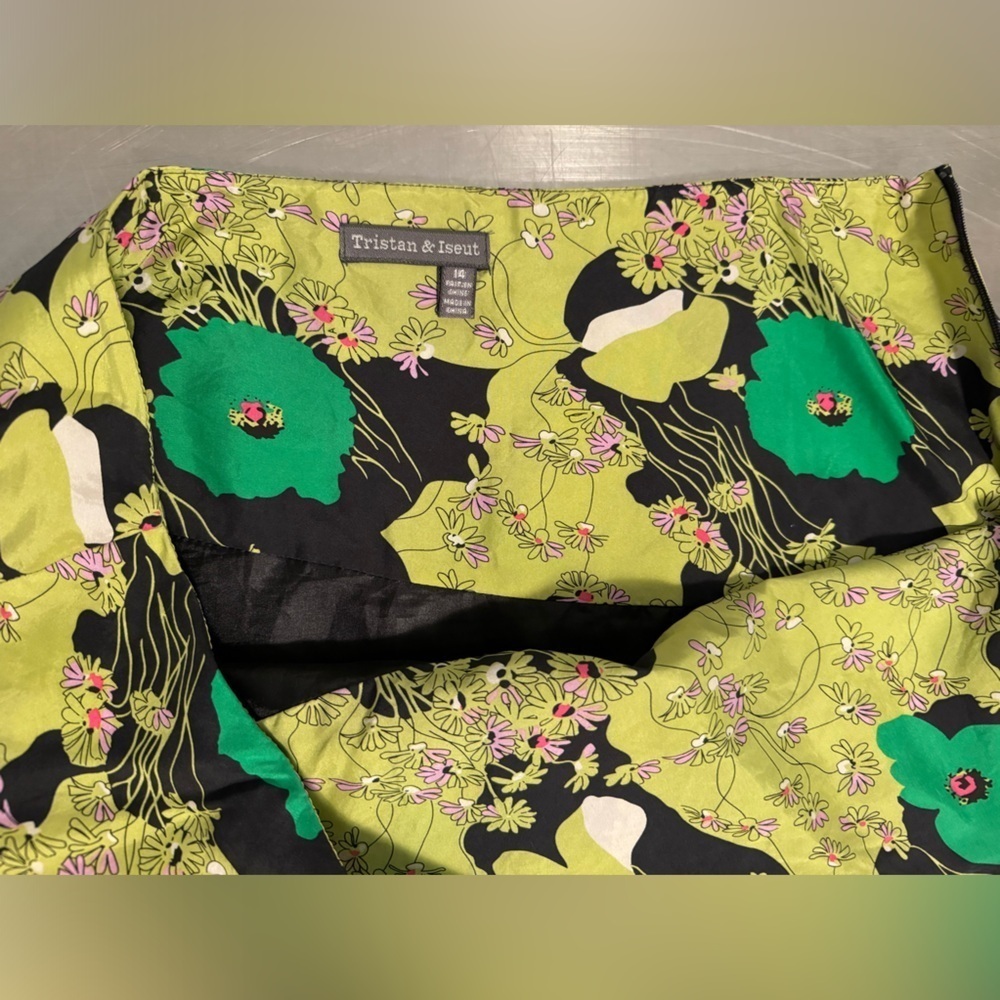 Tristan & Iseut - vintage silk pleated bright floral mini skirt - Picture 8 of 10